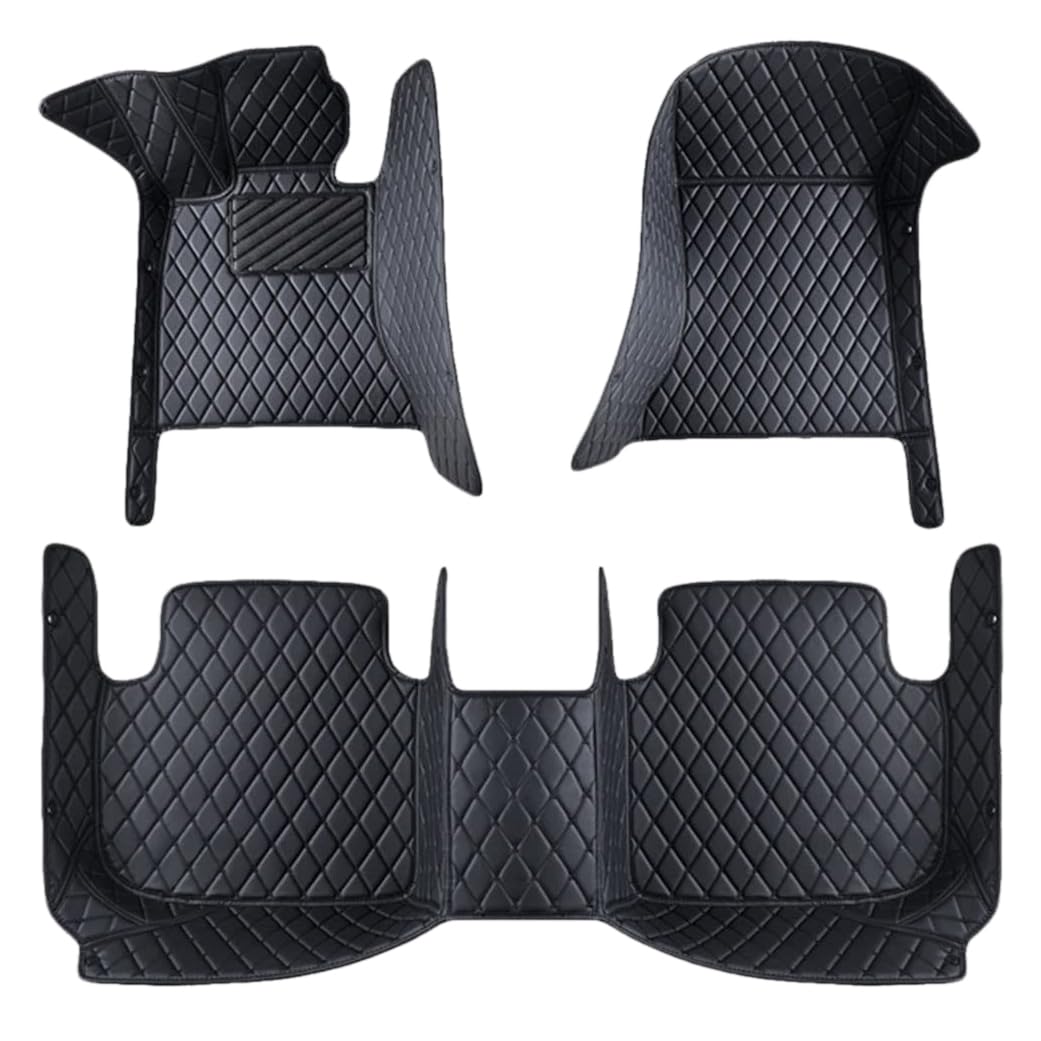 Auto Fußmatten Set für Audi Q7 (5seats) 2016-2024 LHD, Leder Autoteppich Allwetter wasserdichte rutschfeste Anpassen Auto Fussmatten Set, Auto Bodenmatte Schützen,A Black von LICOME