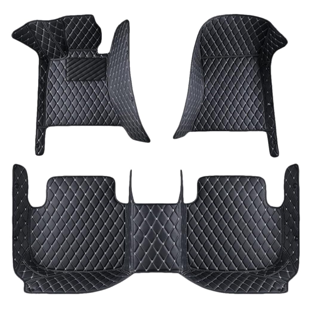 Auto Fußmatten Set für Audi Q7 (5seats) 2016-2024 LHD, Leder Autoteppich Allwetter wasserdichte rutschfeste Anpassen Auto Fussmatten Set, Auto Bodenmatte Schützen,C Black beige von LICOME