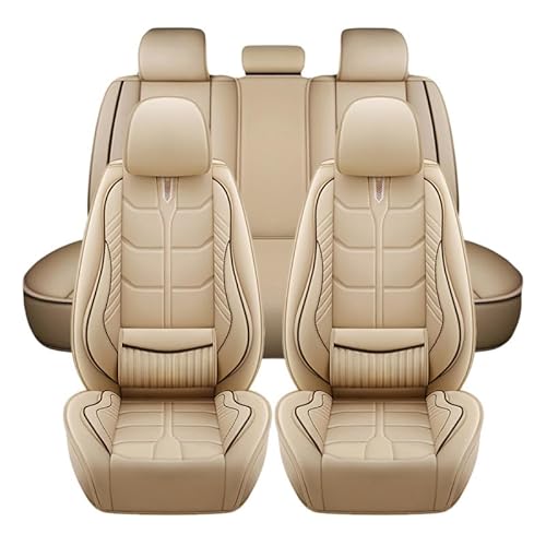 LICOME Auto Leder Sitzbezüge Sets für Hyundai I30 Estate 2012-2015, Autositzbezüge Wasserdicht Atmungsaktiv Auto Schonbezüge Allwetter Autositz Sitzschoner Zubehör,E Beige von LICOME