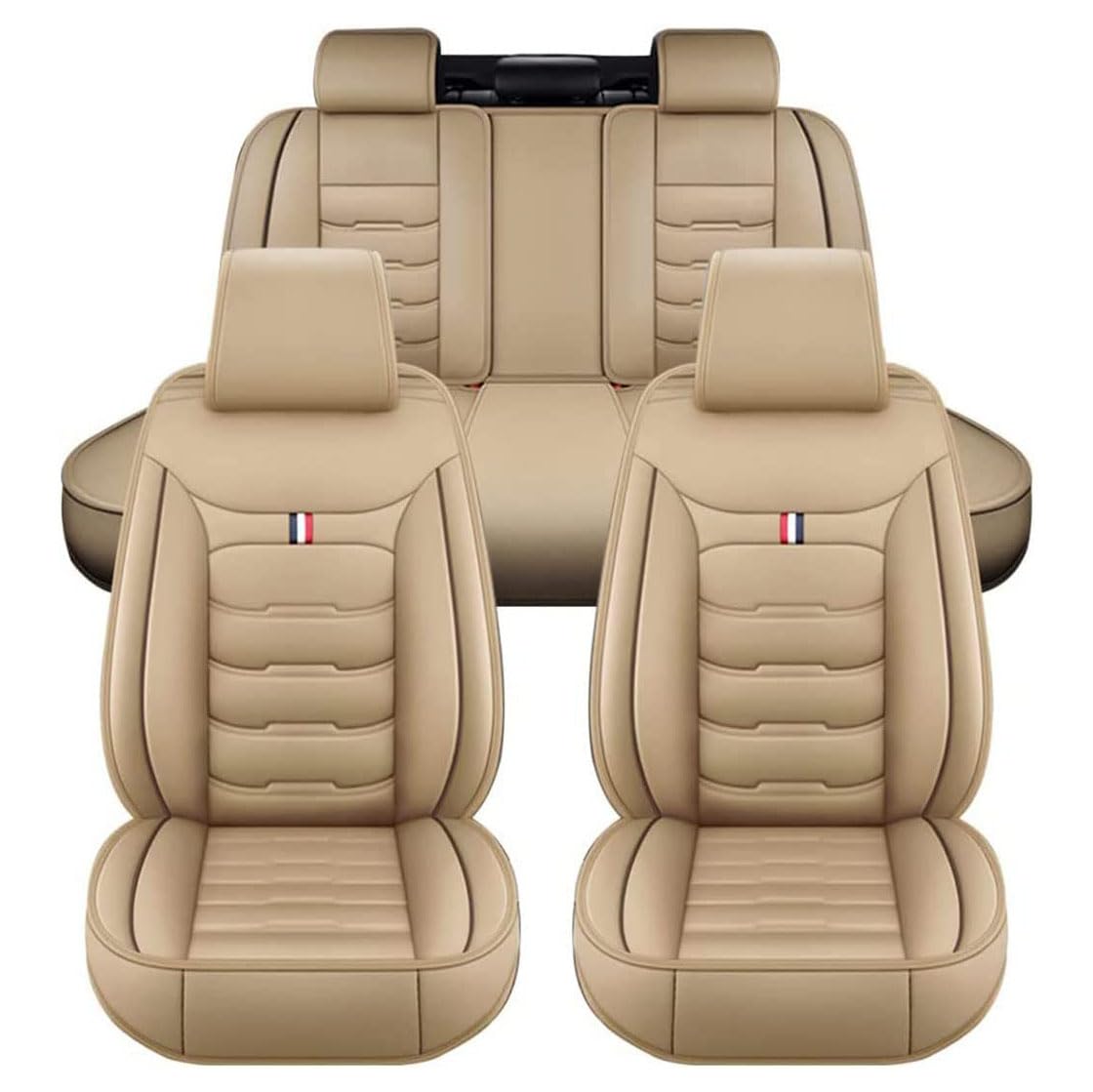 LICOME Auto Sitzbezüge für Dacia Duster 2.Gen 1.Gen HM HS 2010-2023, Leder Autositzbezüge Sets, 5 Sitzer Schonbezüge Sitzschoner Vorne Hinten Wasserdicht Sitzauflage Accessories,A Beige von LICOME