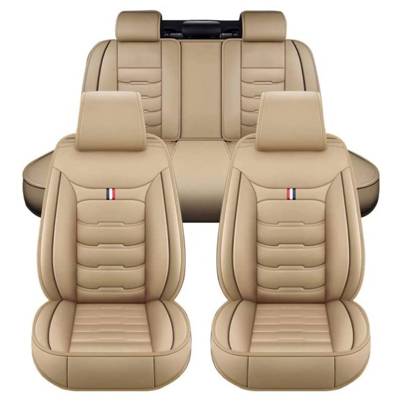 LICOME Auto Sitzbezüge für Dacia Duster 2.Gen 1.Gen HM HS 2010-2023, Leder Autositzbezüge Sets, 5 Sitzer Schonbezüge Sitzschoner Vorne Hinten Wasserdicht Sitzauflage Accessories,A Beige von LICOME