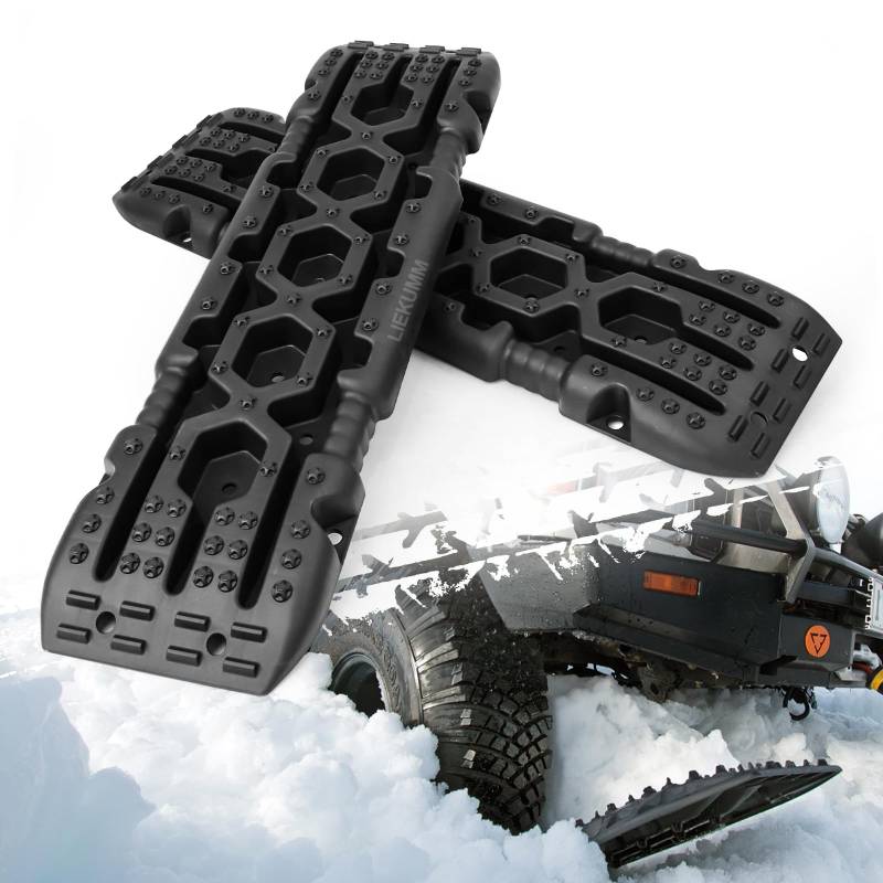 LIEKUMM 2x Anfahrhilfe Sandbleche Offroad, Traktionshilfe Schnee Offroad-Schienen, 10T, Recovery Board Tracks Mats für Auto LKW, 105 x 29 x6cm von LIEKUMM