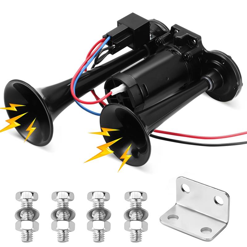 Auto LKW Hupe 12 V, Lufthupe Elektrische Hupe, Integrierte Doppelrohr Elektrohupe, 150db Alarmhupenlautsprecher, Geeignet für Lkws, Schiffe, SUVs, MotorräDer, Yachten Usw von LIFEJXWEN