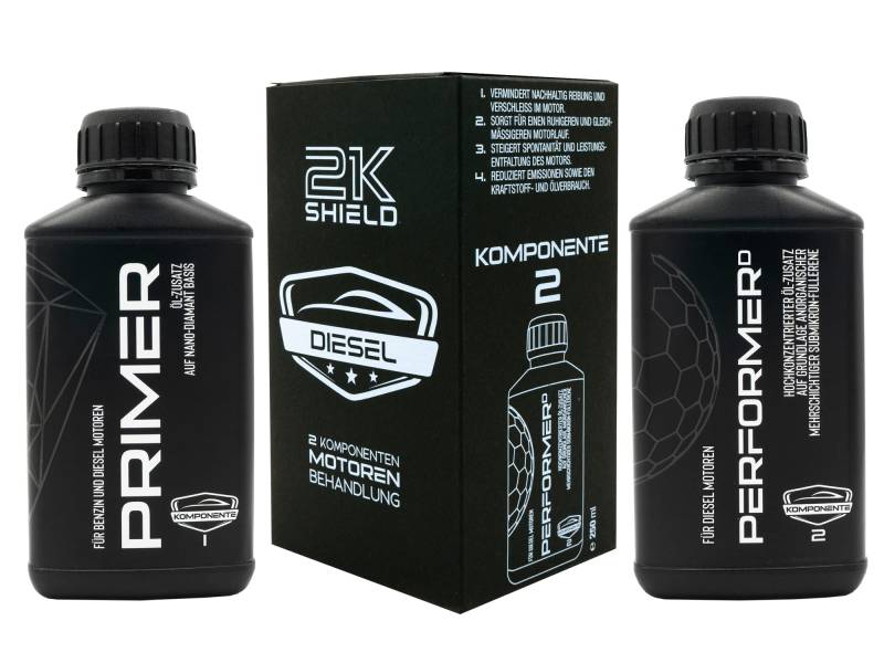 LIFETIME 2K Shield Diesel 2 Komponenten Öl Additiv | Motoröl Additiv speziell für Diesel Motoren | Nano Diamant Beschichtung | Hydrostößel Additiv | 230 ml & 250 ml von LIFETIME