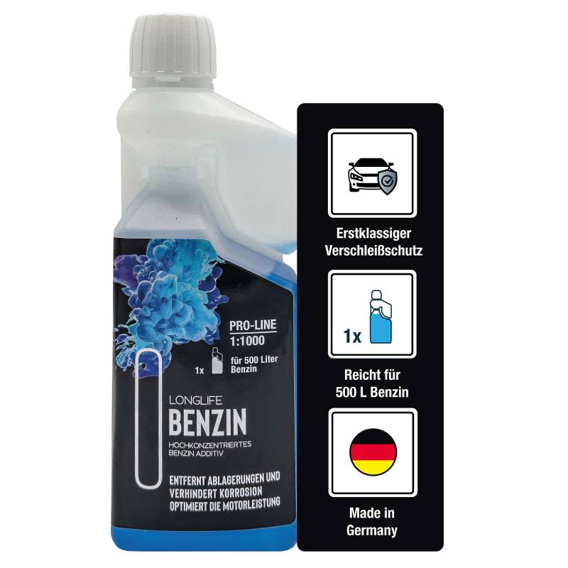 LIFETIME Longlife Benzin Additiv Pro-Line | Motorreiniger Benzin & Korrosionsschutz | 1x Flasche reicht für 500l Benzin | Erweiterte Schutzformel, Optimale Leistung & weniger Verbrauch - 500ml von LIFETIME