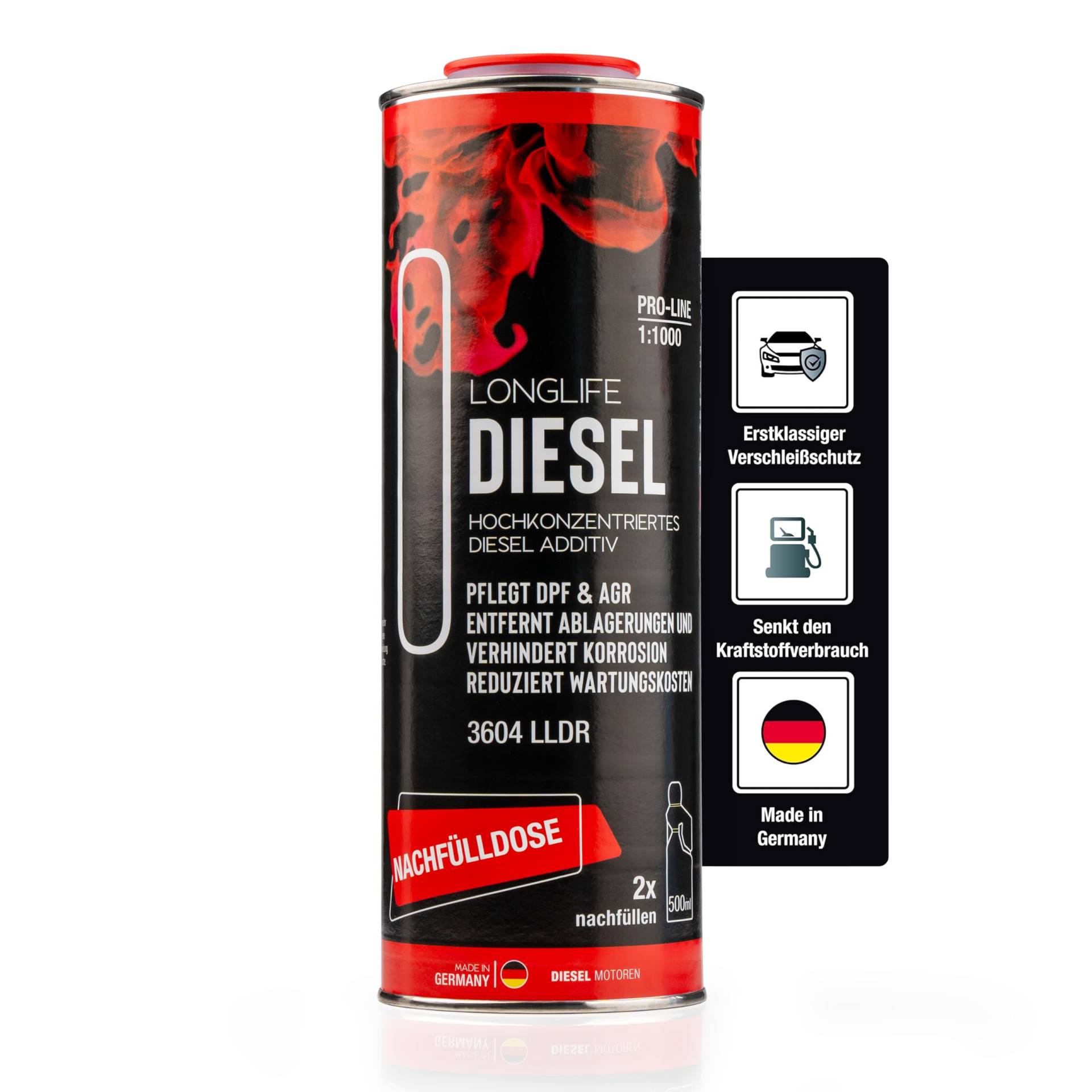 LIFETIME Longlife Diesel Additiv Konzentrat Pro-Line | Diesel Zusatz | Reicht für 20 Tankfüllungen | Diesel Reiniger I Diesel Systemreiniger I DPF Reiniger I Diesel Injektor Reiniger I 1.000ml von LIFETIME