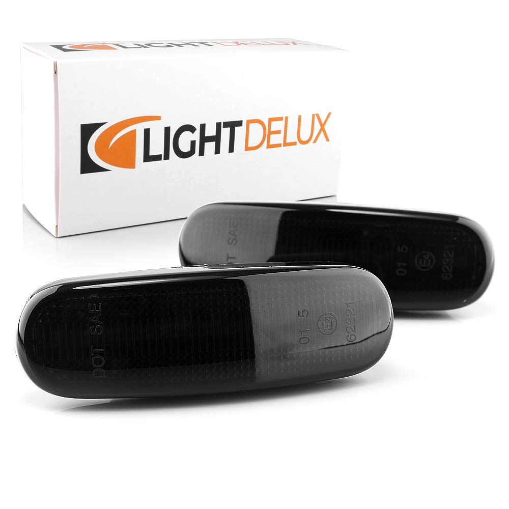 LIGHTDELUX 2 x LED Blinker Seitenblinker Blinkleuchte links rechts mit E4-Prüfzeichen Black Vision V-174408 von LIGHTDELUX