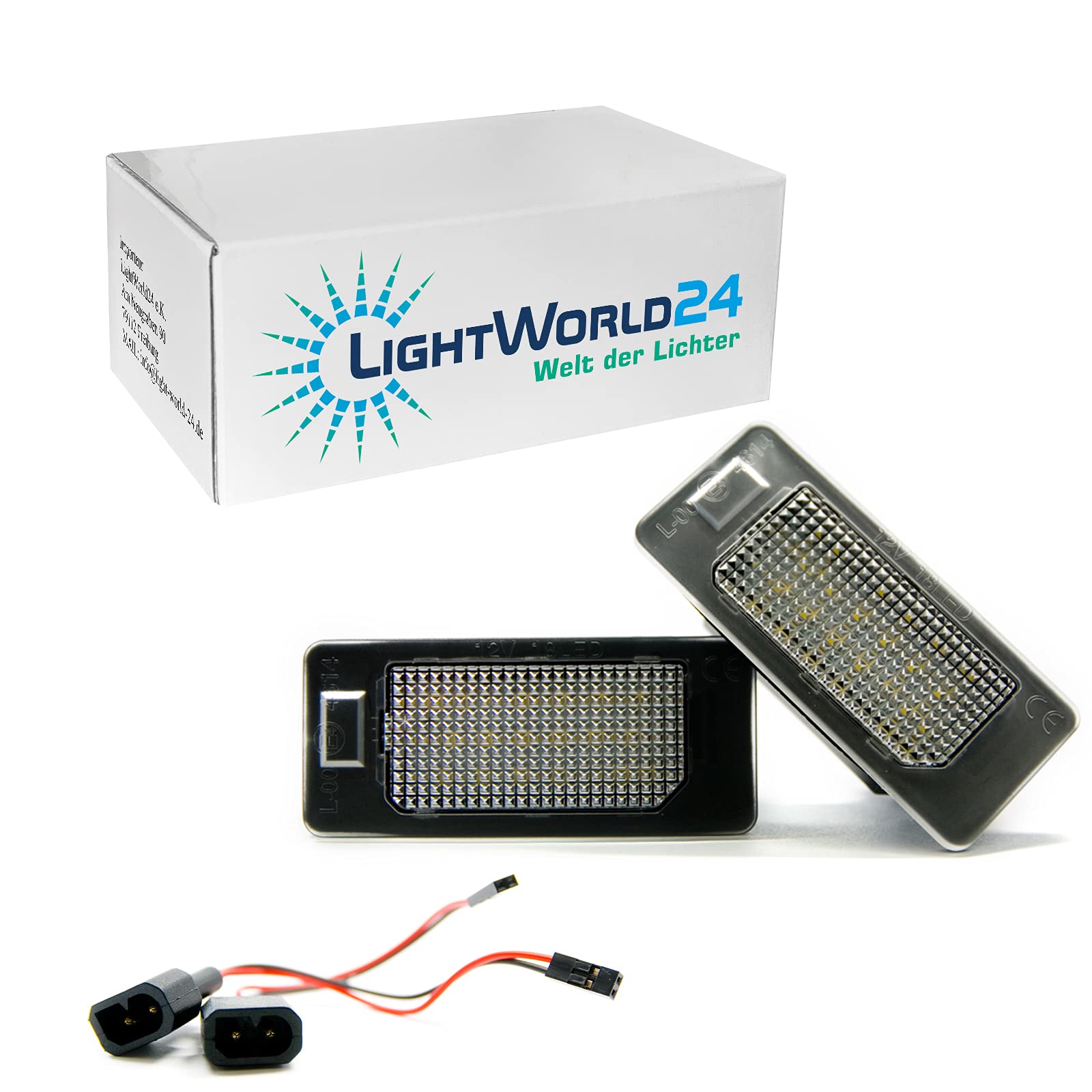 LIGHTWORLD24 LED Kennzeichenbeleuchtung Nummernschildbeleuchtung für BMW E39 E60 E61 E70 E71 E72 E82 E88 E90 E91 E92 E93 mit E-Prüfzeichen Kennzeichenleuchte 6000K Xenon weiß von LIGHTWORLD24 Welt der Lichter