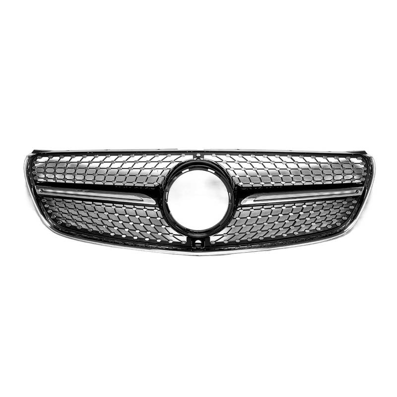 Diamond Grill Mesh W447 Auto-Frontgrill mit Kamera, kompatibel for Benz V-Klasse W447 V250 V260 2015–2020, Schwarz/Chrom (Color : Glossy Black) von LIINYTG