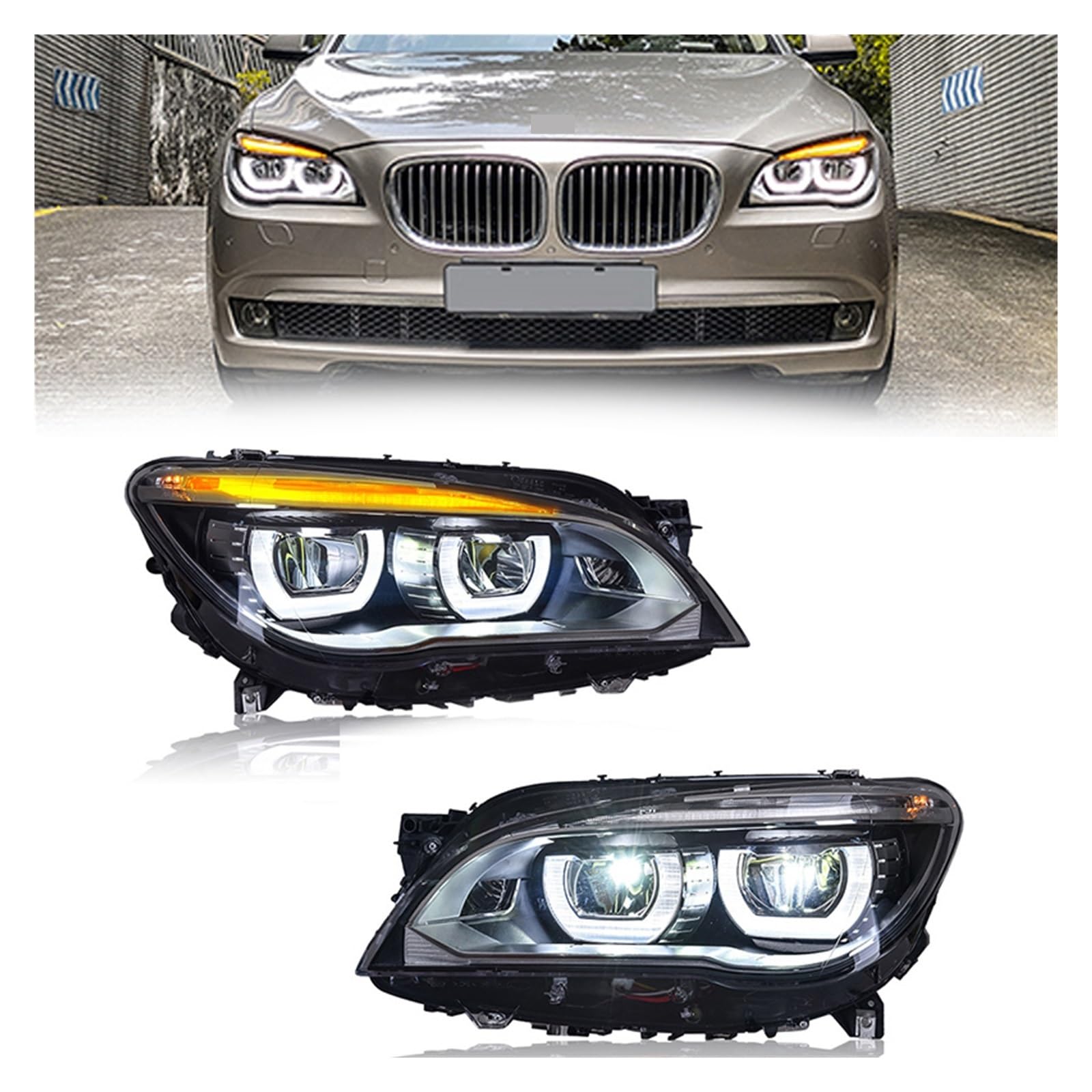 Voll LED Modifizierte Auto Front Scheinwerfer Kompatibel for BMW 7 Serie F01 F02 Scheinwerfer 2009 10 11 12-2015 730i 740i 750i 760i Auto Zubehör(2009-2013 Year) von LIINYTG