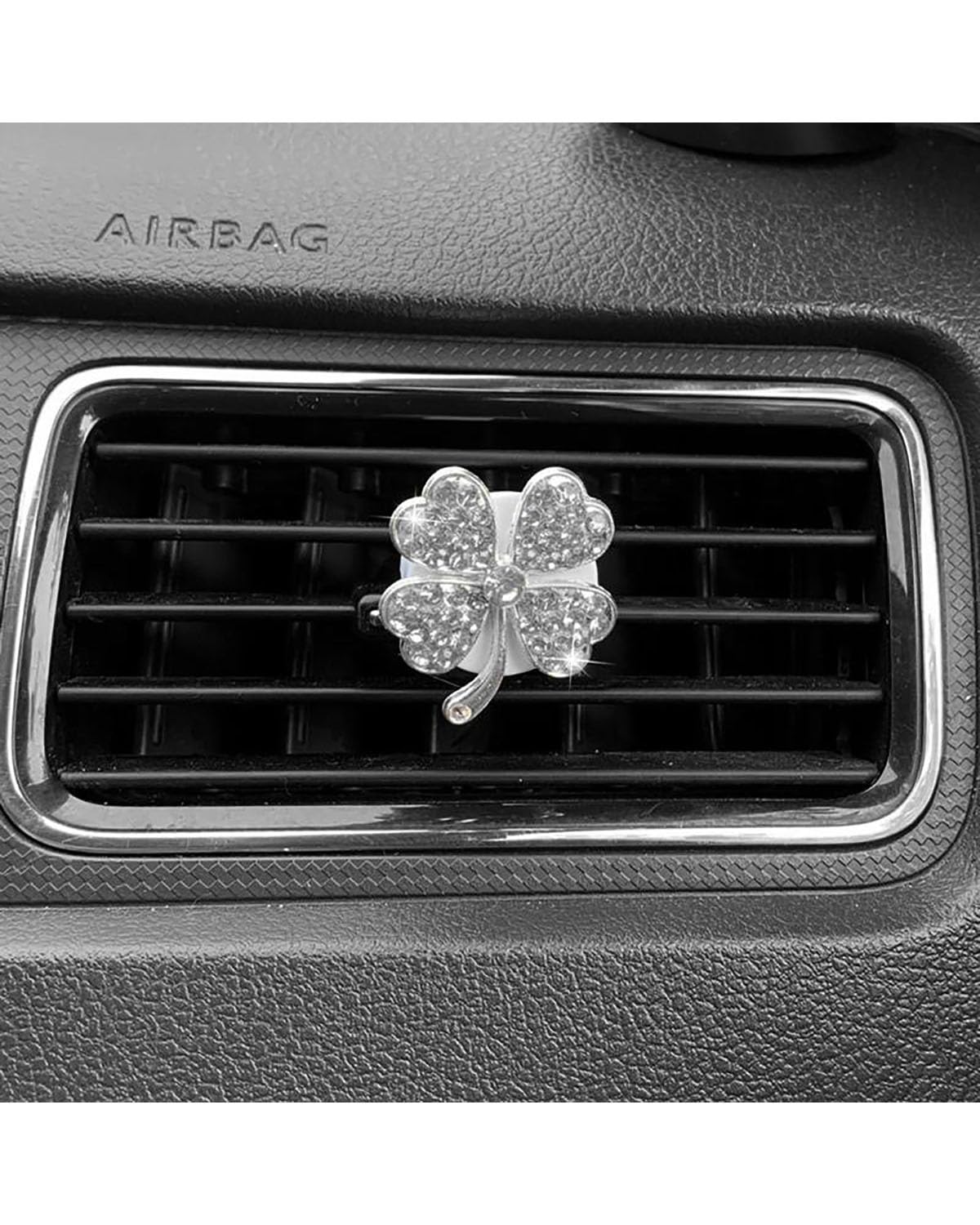 Auto ZubehöR Innenraum Deko 1 Stück Auto Air Vent Outlet Clip Kristall Diamant Vier-Für Kleeblatt Parfüm Aromatherapie Clip Lufterfrischer Dekoration Auto Zubehör Auto Dekoration Innenraum(WHITE) von LIJHGFFA