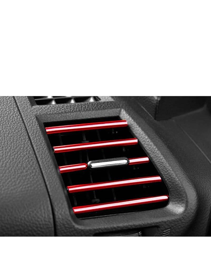 Auto ZubehöR Innenraum Deko 10 PCS Auto Klimaanlage Outlet Dekorative Weiche Streifen Zubehör Auto Innen Grille Dekorative Streifen Universal U-förmigen Auto Dekoration Innenraum(Red) von LIJHGFFA