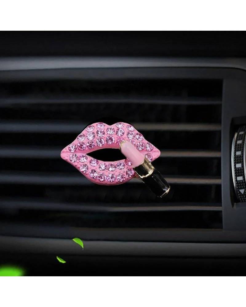 Auto ZubehöR Innenraum Deko 1PC Bling Lip Air Vent Clips Strass Lippenstift Auto Lufterfrischer Clip Kristall Auto Air Outlet Dekorationen Charme Auto Inter Decor Auto Dekoration Innenraum(Pink) von LIJHGFFA