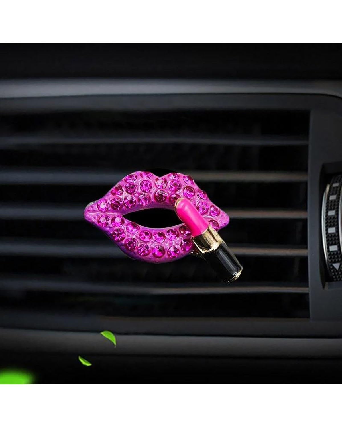 Auto ZubehöR Innenraum Deko 1PC Bling Lip Air Vent Clips Strass Lippenstift Auto Lufterfrischer Clip Kristall Auto Air Outlet Dekorationen Charme Auto Inter Decor Auto Dekoration Innenraum(Rose red) von LIJHGFFA