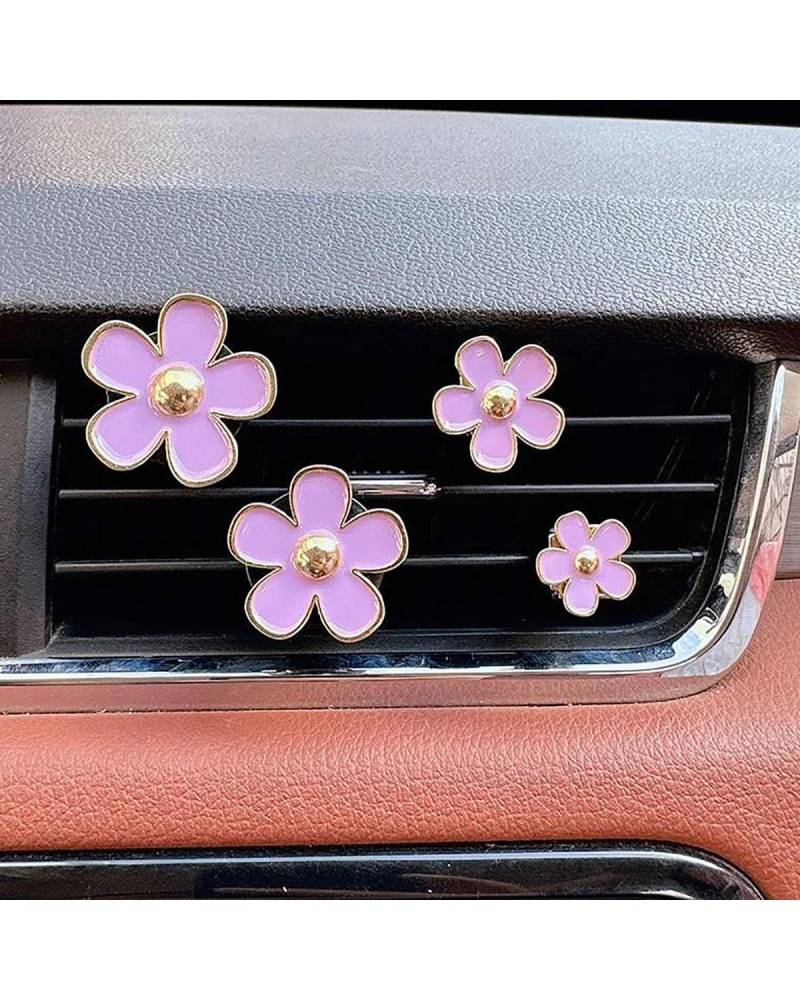 Auto ZubehöR Innenraum Deko 4 Teile/satz Auto Outlet Vent Parfüm Clips Auto Lufterfrischer Klimaanlage Aromatherapie Kleine Daisy Innen Dekoration Zubehör Auto Dekoration Innenraum(4Pcs Light Purple) von LIJHGFFA