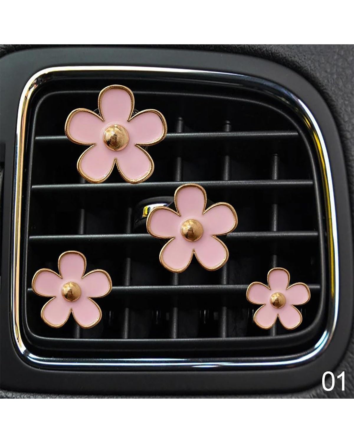 Auto ZubehöR Innenraum Deko 4 Teile/satz Auto Outlet Vent Parfüm Clips Auto Lufterfrischer Klimaanlage Aromatherapie Kleine Daisy Innen Dekoration Zubehör Auto Dekoration Innenraum(4Pcs Pink) von LIJHGFFA