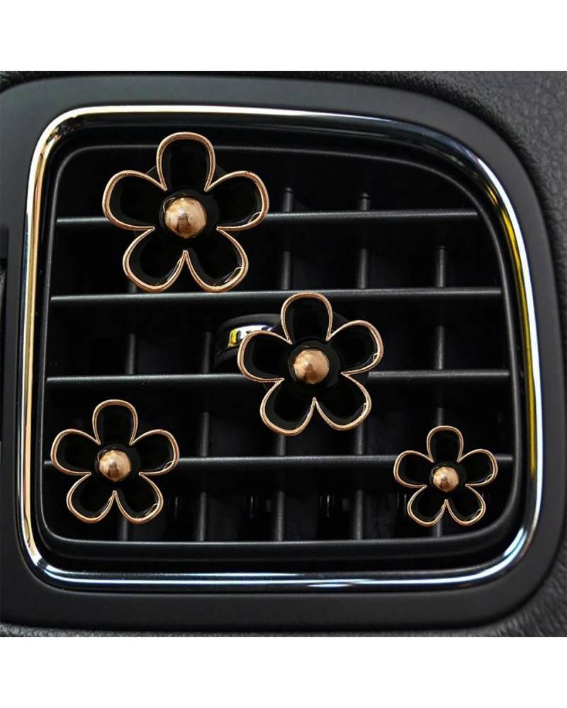 Auto ZubehöR Innenraum Deko 4 Teile/satz Auto Outlet Vent Parfüm Clips Auto Lufterfrischer Klimaanlage Aromatherapie Kleine Daisy Innen Dekoration Zubehör Auto Dekoration Innenraum(Black) von LIJHGFFA