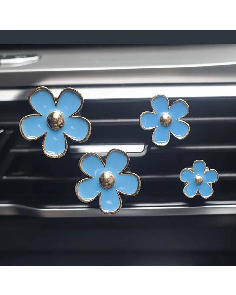 Auto ZubehöR Innenraum Deko 4 Teile/satz Blume Auto Air Outlet Parfüm Clip Aromatherapie Clip Dekoration Auto Innen Zubehör Auto Dekoration Innenraum(Blue) von LIJHGFFA