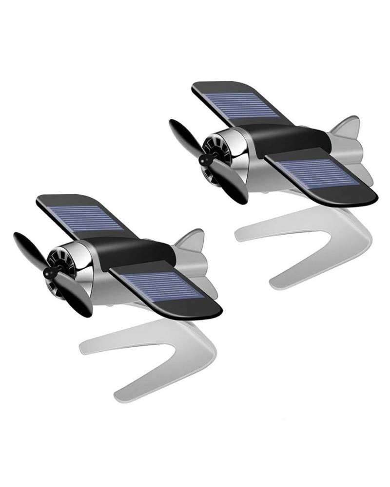 Auto ZubehöR Innenraum Deko Auto-Lufterfrischer Solar für Flugzeuge Dekoration für Mini-Auto Parfüm Lufterfrischer für Autos Duft Flugzeug Ornament Auto Zubehör Auto Dekoration Innenraum(Silver 2pcs) von LIJHGFFA