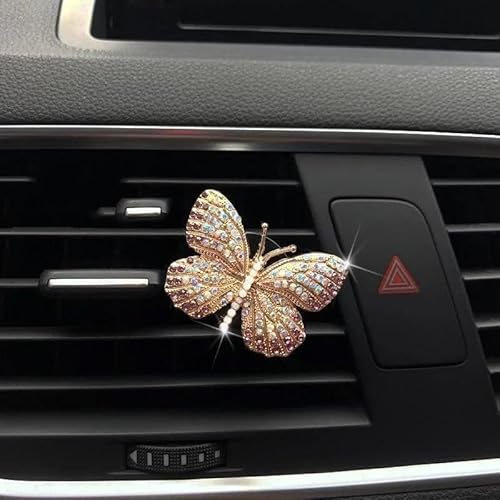 Auto ZubehöR Innenraum Deko Bling Schmetterling Auto Zubehör Niedlich Auto Lufterfrischer Autos Innendekoration Charm Strass Autos Air Vent Clip Dekor Auto Dekoration Innenraum(Purple) von LIJHGFFA