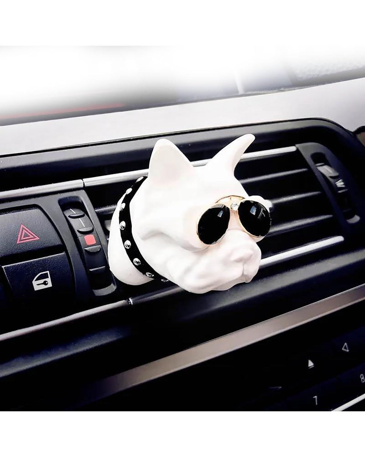 Auto ZubehöR Innenraum Deko Bulldogge Auto Lufterfrischer Parfüm Automobil Innenraum Parfüm Clip Duft Dekoration Bulldog Ornamente Auto Zubehör Auto Dekoration Innenraum(WHITE) von LIJHGFFA