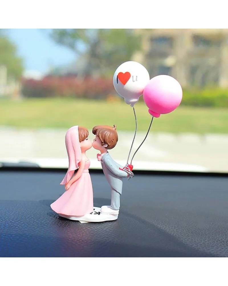 Auto ZubehöR Innenraum Deko Cartoon Paare Auto Ornament Modell Hochzeit Paar Figur Auto Center Konsole Ballon Dekoration Auto Innen Dashboard Geschenke Auto Dekoration Innenraum(Pink 4) von LIJHGFFA