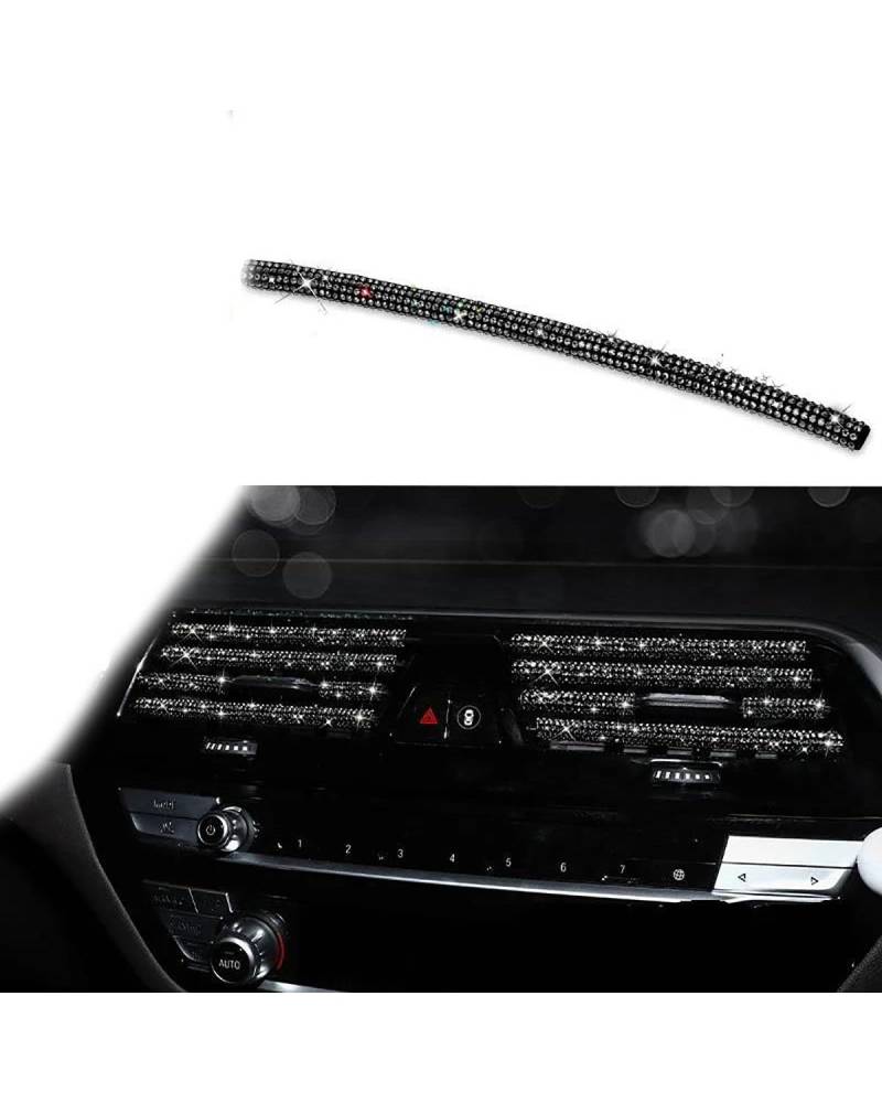 Auto ZubehöR Innenraum Deko Diamant Auto Klimaanlage Steckdose Dekorative Streifen Universal U Form Clip Strass Kühlergrill Aufkleber Auto Innen Zubehör Auto Dekoration Innenraum(Black) von LIJHGFFA