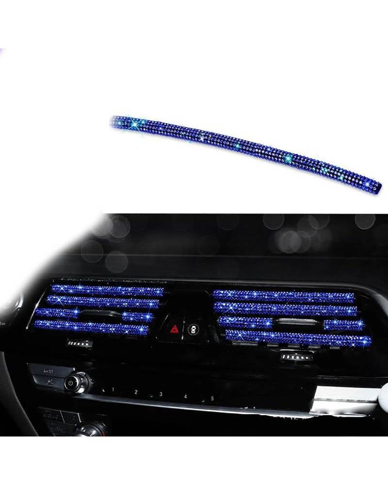 Auto ZubehöR Innenraum Deko Diamant Auto Klimaanlage Steckdose Dekorative Streifen Universal U Form Clip Strass Kühlergrill Aufkleber Auto Innen Zubehör Auto Dekoration Innenraum(Blue) von LIJHGFFA