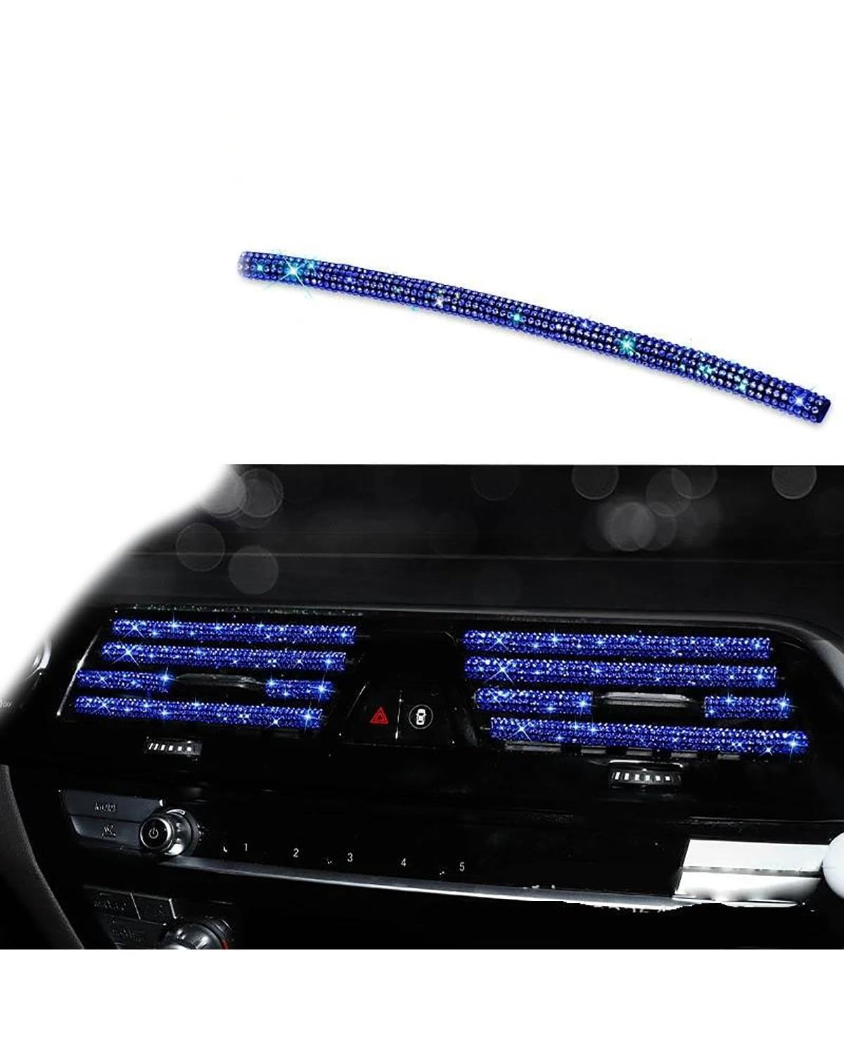 Auto ZubehöR Innenraum Deko Diamant Auto Klimaanlage Steckdose Dekorative Streifen Universal U Form Clip Strass Kühlergrill Aufkleber Auto Innen Zubehör Auto Dekoration Innenraum(Blue) von LIJHGFFA