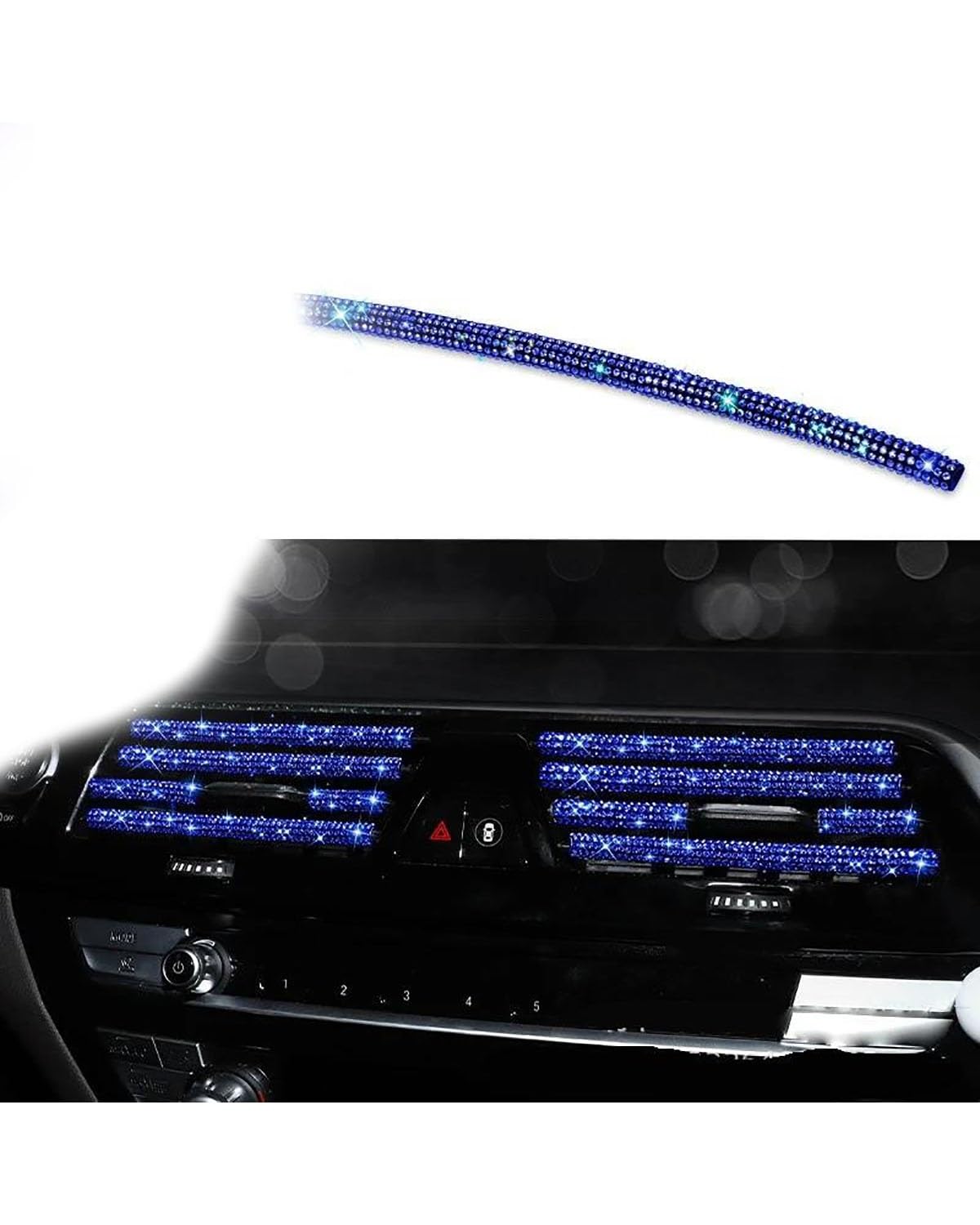 Auto ZubehöR Innenraum Deko Diamant Auto Klimaanlage Steckdose Dekorative Streifen Universal U Form Clip Strass Kühlergrill Aufkleber Auto Innen Zubehör Auto Dekoration Innenraum(Blue) von LIJHGFFA