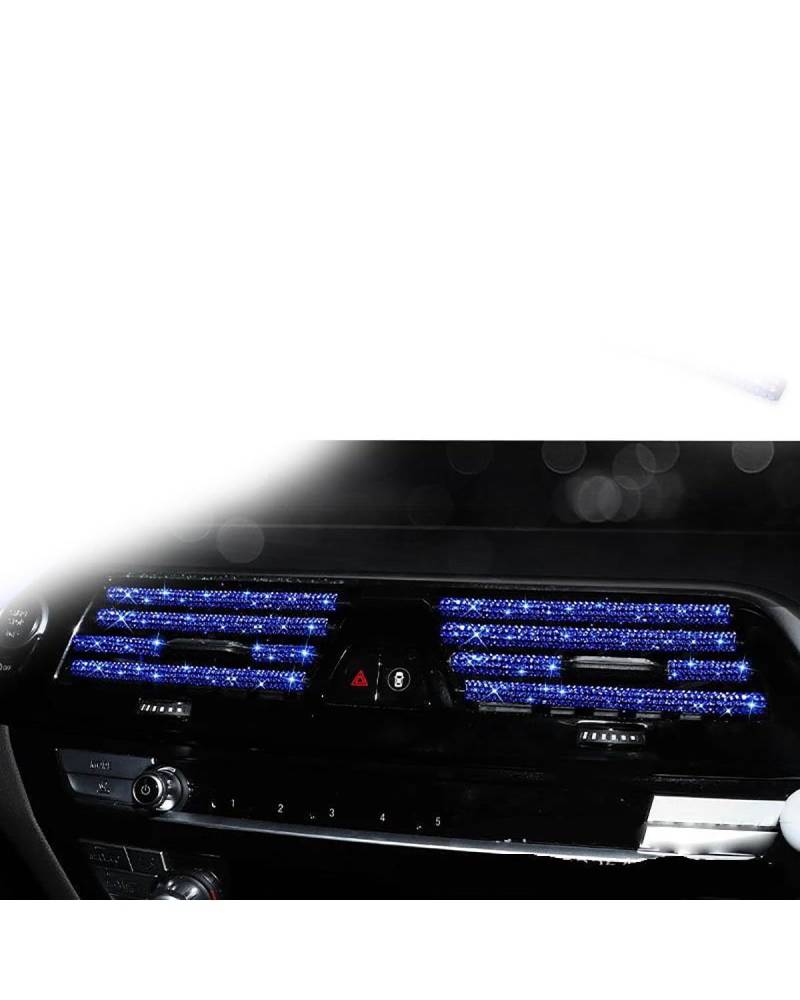 Auto ZubehöR Innenraum Deko Diamant Auto Klimaanlage Steckdose Dekorative Streifen Universal U Form Clip Strass Kühlergrill Aufkleber Auto Innen Zubehör Auto Dekoration Innenraum(Blue) von LIJHGFFA