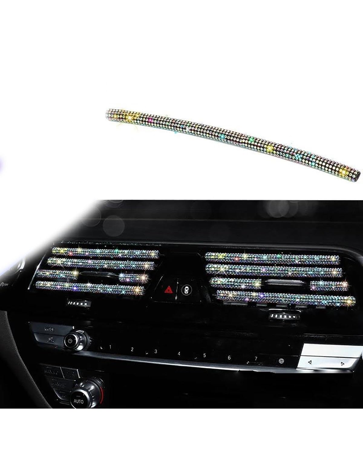 Auto ZubehöR Innenraum Deko Diamant Auto Klimaanlage Steckdose Dekorative Streifen Universal U Form Clip Strass Kühlergrill Aufkleber Auto Innen Zubehör Auto Dekoration Innenraum(Color:Pink) von LIJHGFFA