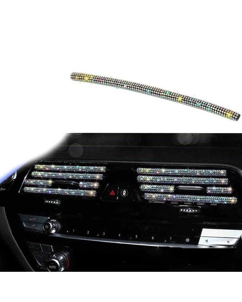 Auto ZubehöR Innenraum Deko Diamant Auto Klimaanlage Steckdose Dekorative Streifen Universal U Form Clip Strass Kühlergrill Aufkleber Auto Innen Zubehör Auto Dekoration Innenraum(Colorful) von LIJHGFFA