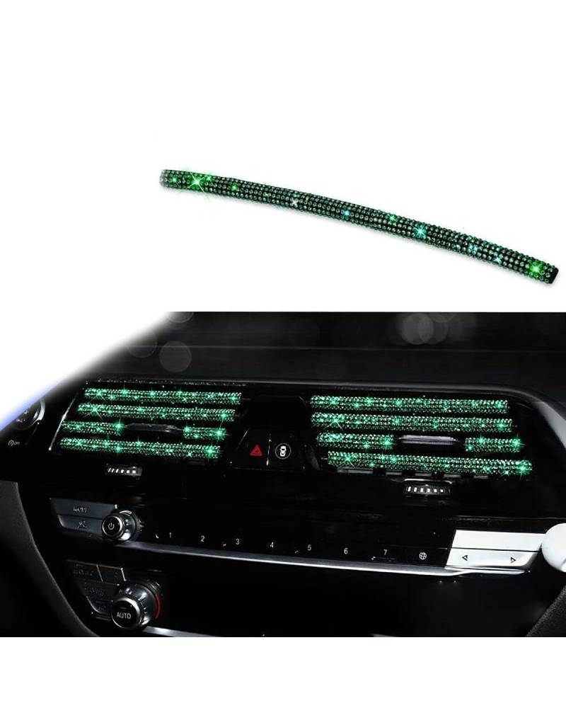 Auto ZubehöR Innenraum Deko Diamant Auto Klimaanlage Steckdose Dekorative Streifen Universal U Form Clip Strass Kühlergrill Aufkleber Auto Innen Zubehör Auto Dekoration Innenraum(Green) von LIJHGFFA