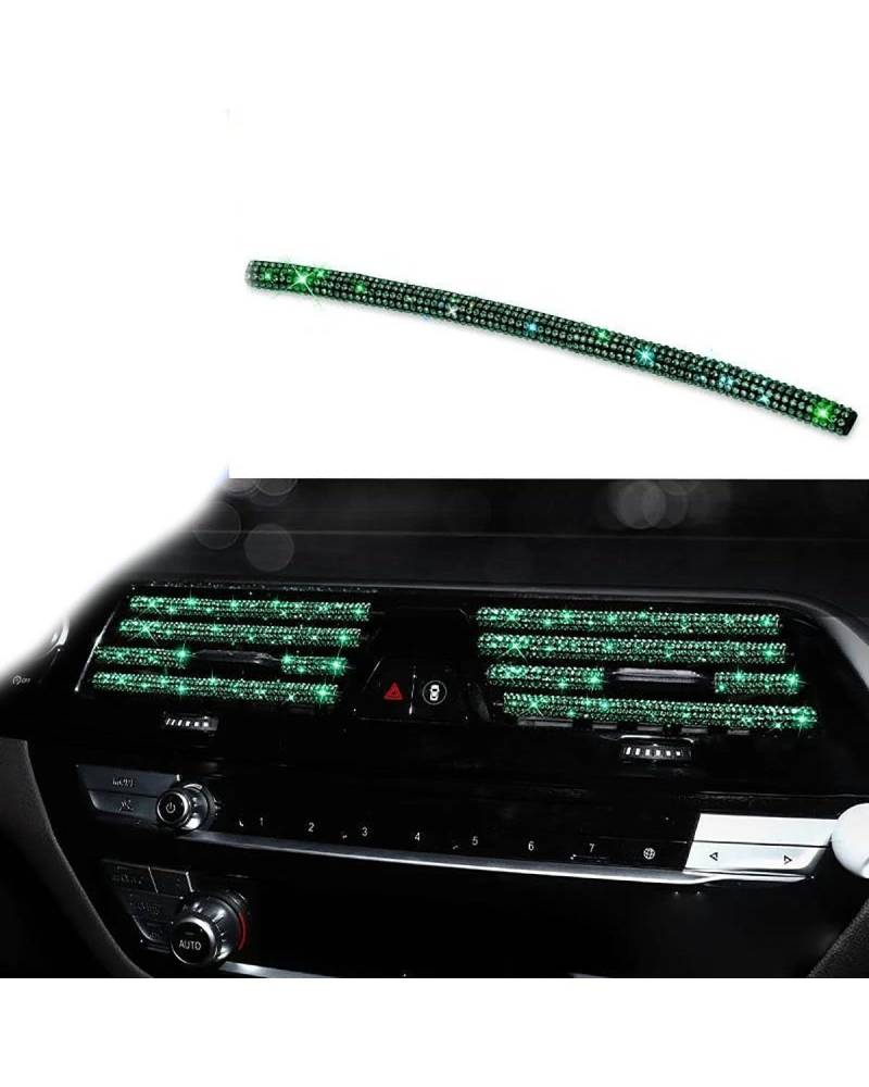 Auto ZubehöR Innenraum Deko Diamant Auto Klimaanlage Steckdose Dekorative Streifen Universal U Form Clip Strass Kühlergrill Aufkleber Auto Innen Zubehör Auto Dekoration Innenraum(Green) von LIJHGFFA