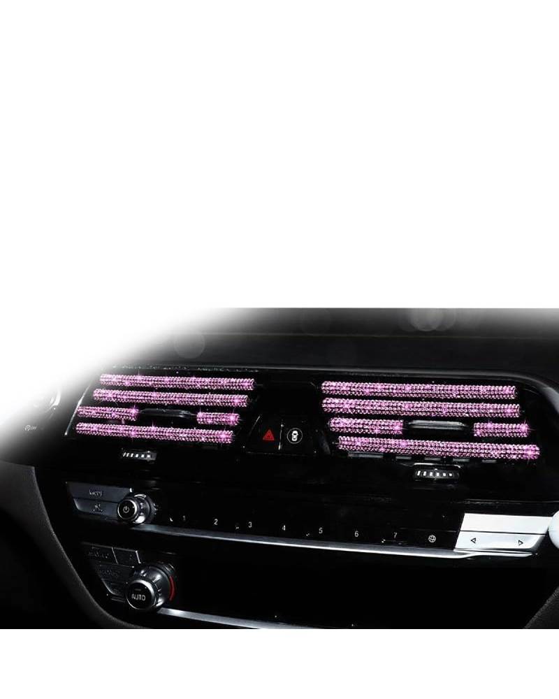 Auto ZubehöR Innenraum Deko Diamant Auto Klimaanlage Steckdose Dekorative Streifen Universal U Form Clip Strass Kühlergrill Aufkleber Auto Innen Zubehör Auto Dekoration Innenraum(Pink) von LIJHGFFA