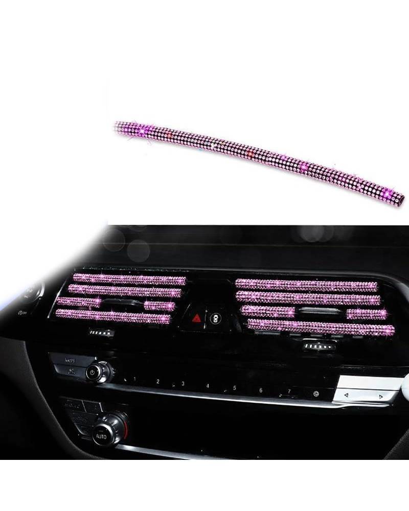 Auto ZubehöR Innenraum Deko Diamant Auto Klimaanlage Steckdose Dekorative Streifen Universal U Form Clip Strass Kühlergrill Aufkleber Auto Innen Zubehör Auto Dekoration Innenraum(Red) von LIJHGFFA