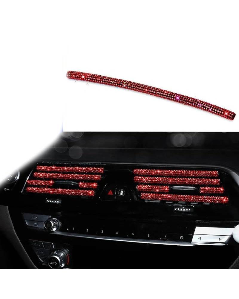 Auto ZubehöR Innenraum Deko Diamant Auto Klimaanlage Steckdose Dekorative Streifen Universal U Form Clip Strass Kühlergrill Aufkleber Auto Innen Zubehör Auto Dekoration Innenraum(Red) von LIJHGFFA