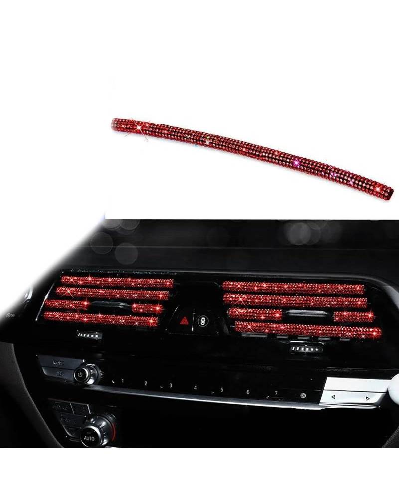 Auto ZubehöR Innenraum Deko Diamant Auto Klimaanlage Steckdose Dekorative Streifen Universal U Form Clip Strass Kühlergrill Aufkleber Auto Innen Zubehör Auto Dekoration Innenraum(Red) von LIJHGFFA