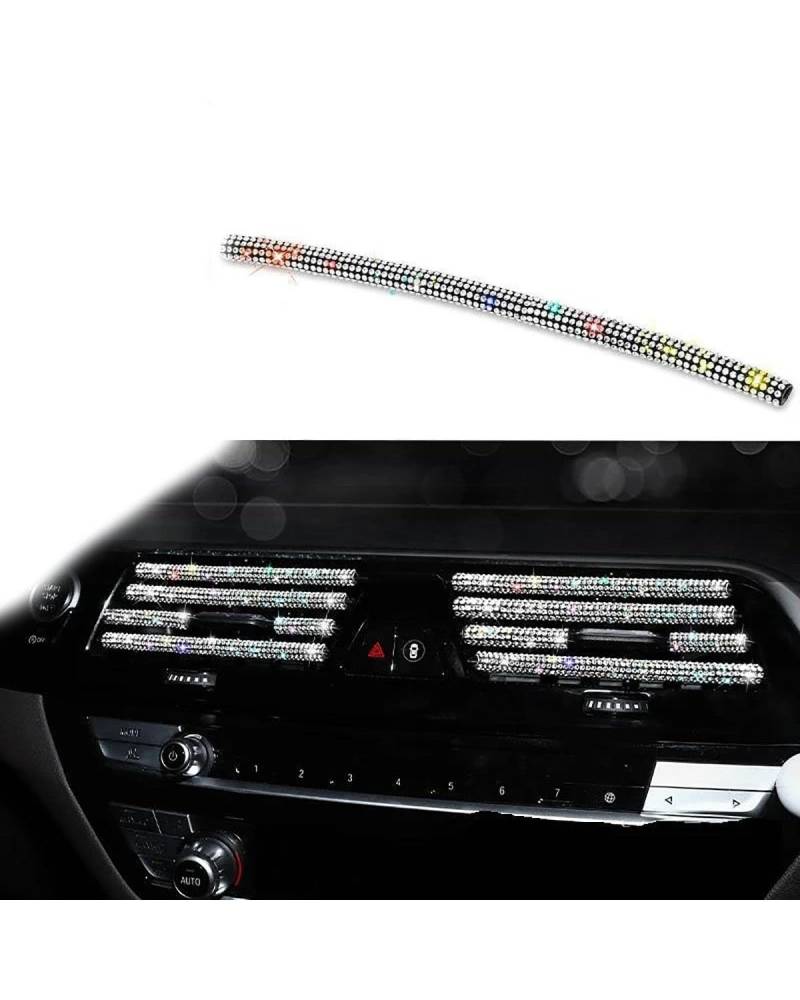 Auto ZubehöR Innenraum Deko Diamant Auto Klimaanlage Steckdose Dekorative Streifen Universal U Form Clip Strass Kühlergrill Aufkleber Auto Innen Zubehör Auto Dekoration Innenraum(White) von LIJHGFFA