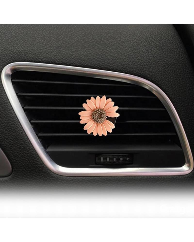 Auto ZubehöR Innenraum Deko Kleine Daisy Auto Air Vent Clips Klimaanlage Aromatherapie Dekor Lufterfrischer Auto Innen Outlet Vent Parfüm Clip Auto Dekoration Innenraum(Orange) von LIJHGFFA