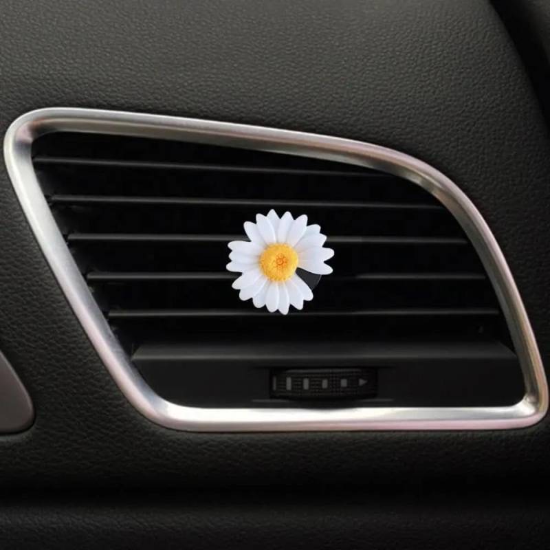 Auto ZubehöR Innenraum Deko Kleine Daisy Auto Air Vent Clips Klimaanlage Aromatherapie Dekor Lufterfrischer Auto Innen Outlet Vent Parfüm Clip Auto Dekoration Innenraum(White) von LIJHGFFA