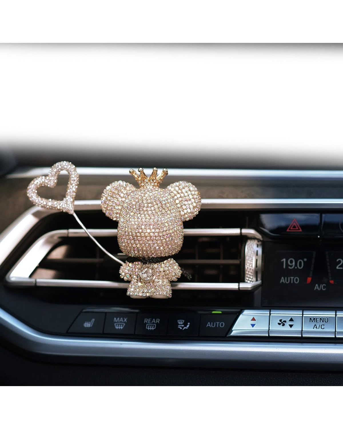 Auto ZubehöR Innenraum Deko Kreativ für Crown Diamond Cute Bear Autoduft Parfüm Clip Air Bears Aroma Auto Dekoration Lufterfrischer Dekoration Zubehör Auto Dekoration Innenraum(Peach White) von LIJHGFFA