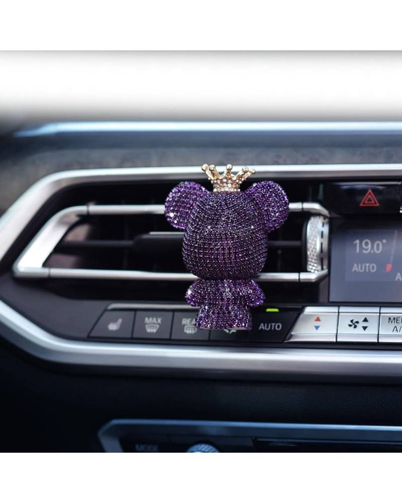 Auto ZubehöR Innenraum Deko Kreativ für Crown Diamond Cute Bear Autoduft Parfüm Clip Air Bears Aroma Auto Dekoration Lufterfrischer Dekoration Zubehör Auto Dekoration Innenraum(Purple) von LIJHGFFA