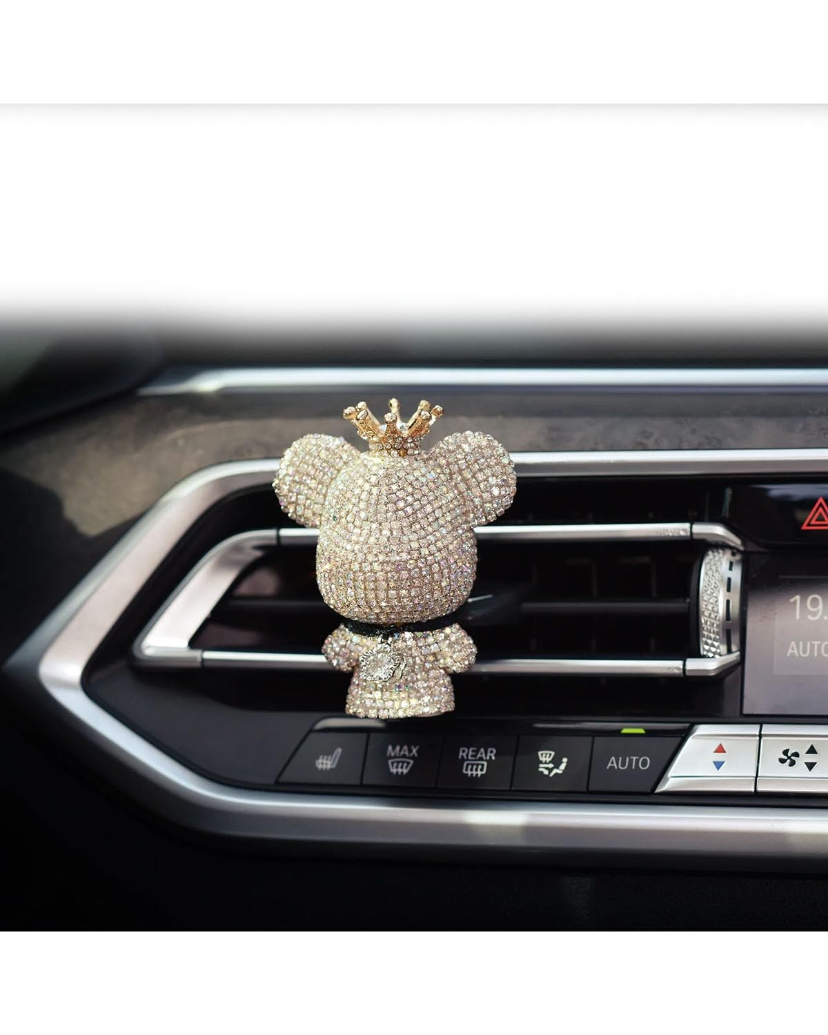 Auto ZubehöR Innenraum Deko Kreativ für Crown Diamond Cute Bear Autoduft Parfüm Clip Air Bears Aroma Auto Dekoration Lufterfrischer Dekoration Zubehör Auto Dekoration Innenraum(White) von LIJHGFFA