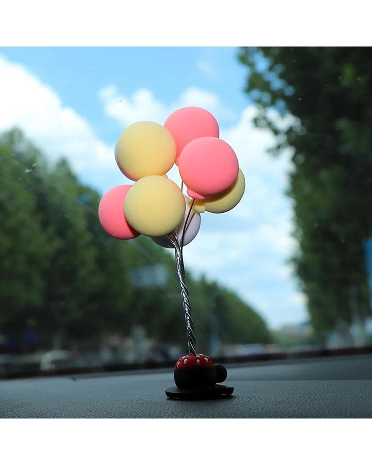 Auto ZubehöR Innenraum Deko Kreative Auto-Ballon-Ornamente, Mittelkonsolen-Dekoration, Auto-Innenraum-Ballon, Auto-Dekoration für Mädchen, Armaturenbrett-Zubehör Auto Dekoration Innenraum(Pink Yellow von LIJHGFFA