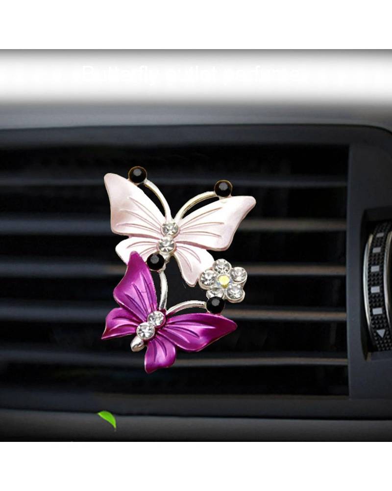 Auto ZubehöR Innenraum Deko Kreativer Schmetterlingsclip für die Klimaanlage im Auto, Lufterfrischer für den Innenraum des Autos, Aromatherapie-Dekoration, Auto Dekoration Innenraum(Pink) von LIJHGFFA