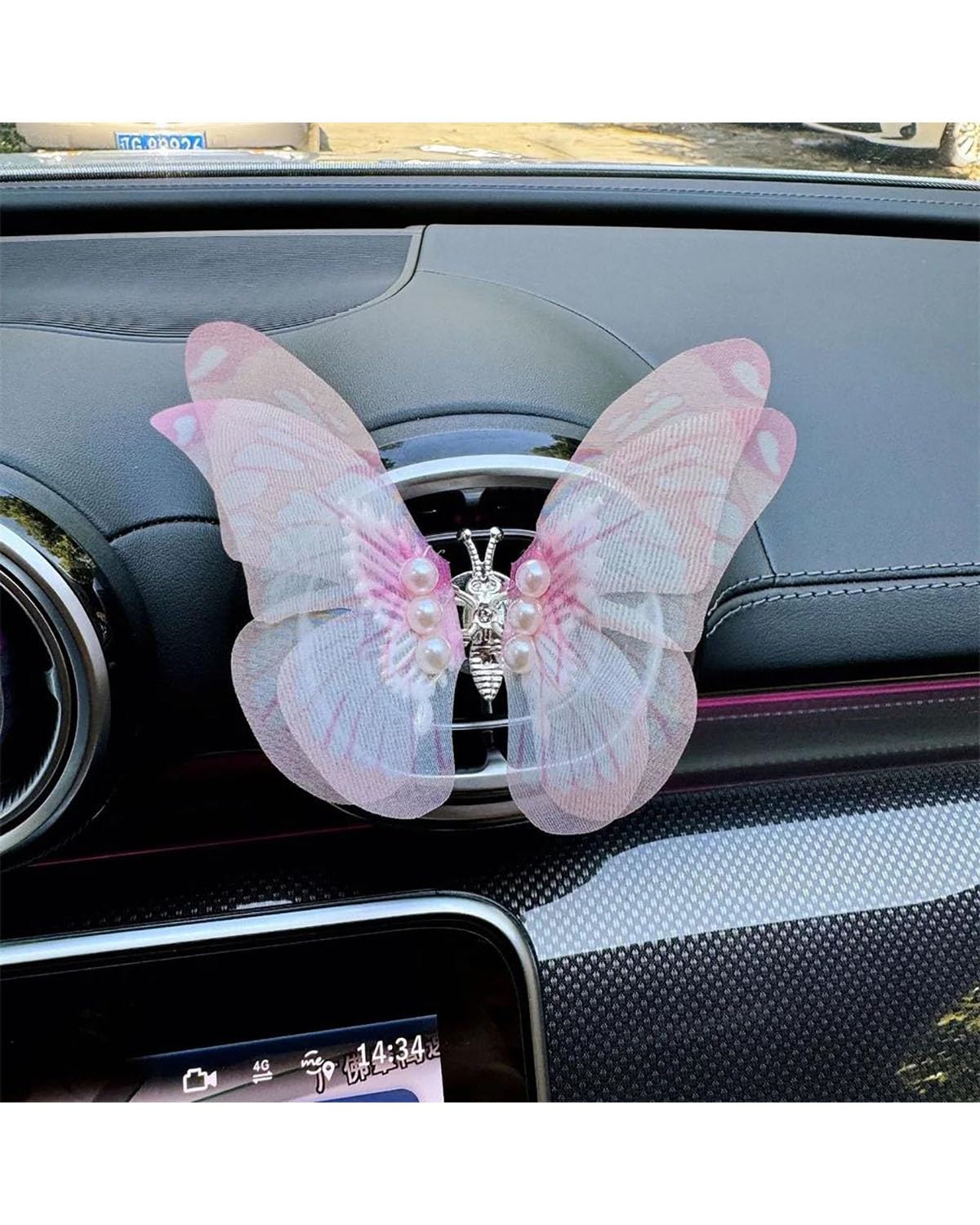 Auto ZubehöR Innenraum Deko Kreativer dynamischer Schmetterling Auto Luftauslass Parfüm Clip Auto Mittelkonsole Dekoration Zubehör Lufterfrischer Auto Ornament Auto Dekoration Innenraum(Pink Purple-pa von LIJHGFFA