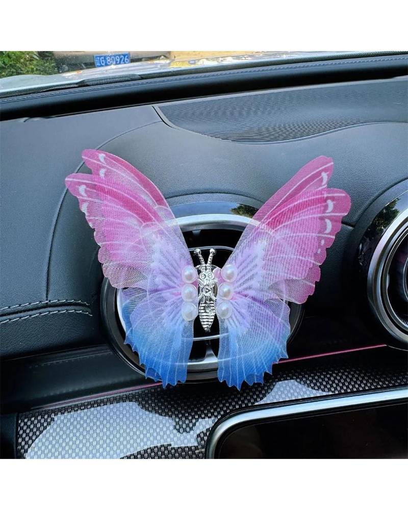 Auto ZubehöR Innenraum Deko Kreativer dynamischer Schmetterling Auto Luftauslass Parfüm Clip Auto Mittelkonsole Dekoration Zubehör Lufterfrischer Auto Ornament Auto Dekoration Innenraum(Pink-outlet) von LIJHGFFA