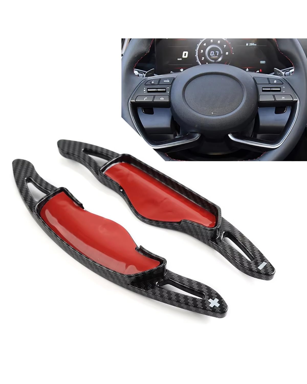 Schaltwippen Auto Lenkrad Schaltwippenverlängerung Für Hyundai Für Elantra Für Sonata Für Tucson Für Genesis Für G70 Lenkradg Paddle(Carbon Fiber Black) von LIJHGFFA